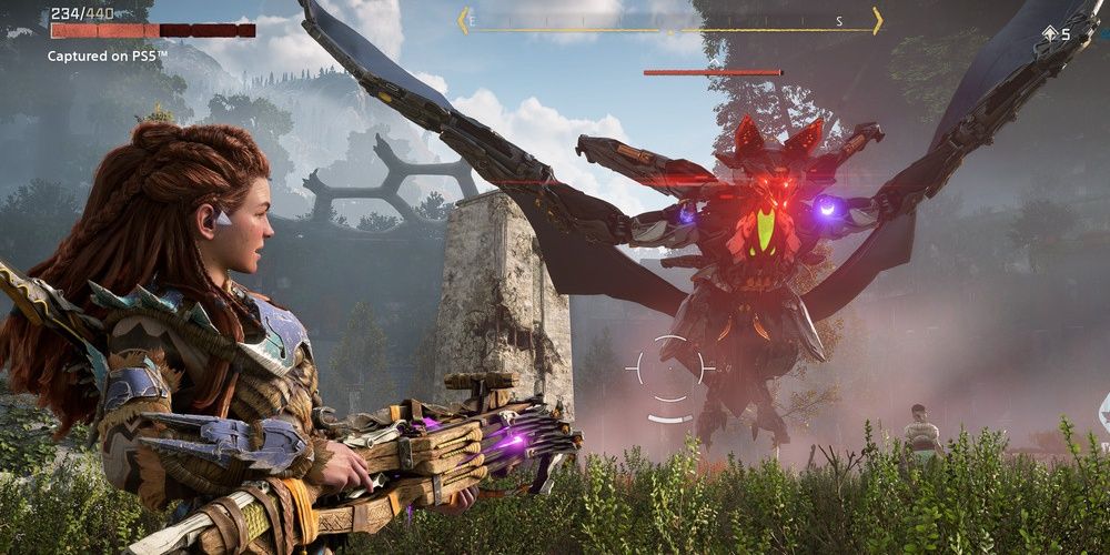 Aloy Fighting A Boss In Horizon Forbidden West