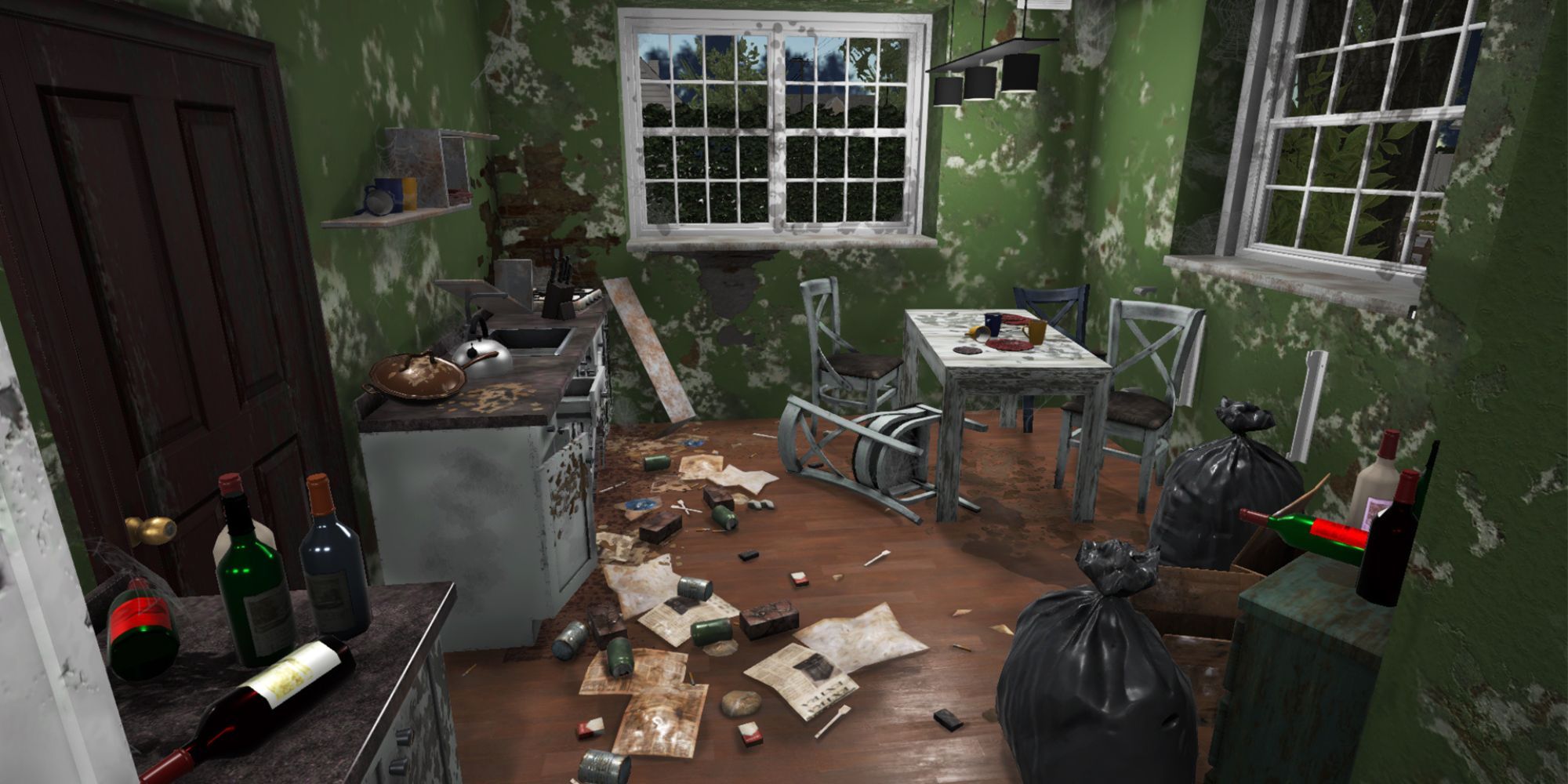 A dirty kitchen in House Flipper