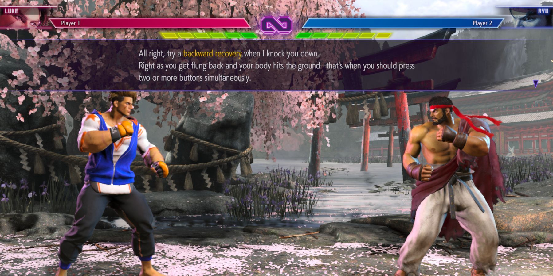 image showing how to perform a backward recovery wake up in street fighter 6.