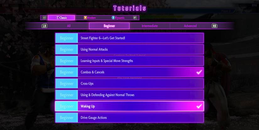 image showing waking up tutorials in street fighter 6. 