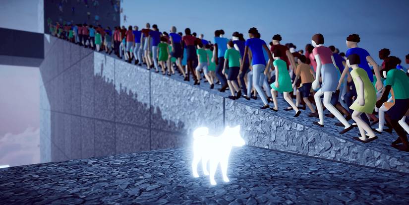 Humanity Game Showing Dog Main Character And People Followers