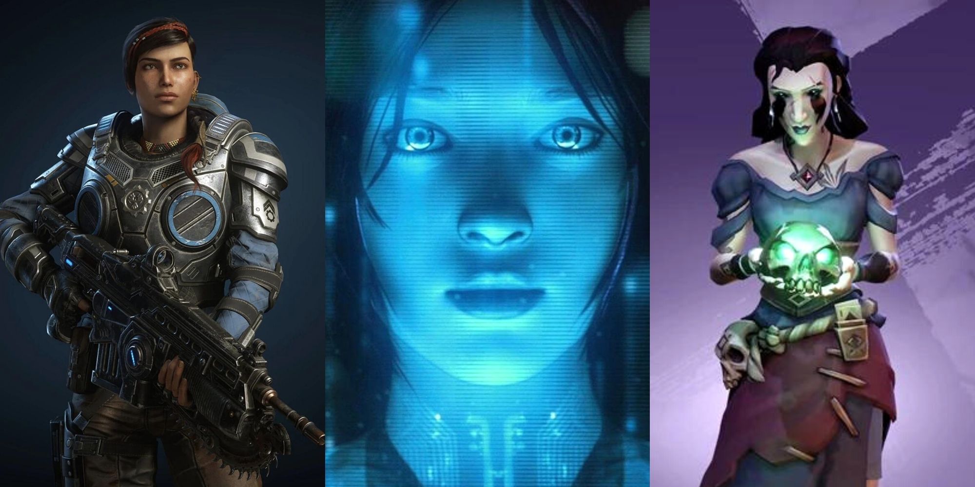 Kait Diaz in Gears 5, Cortana in Halo, Madame Olivia in Sea of Thieves