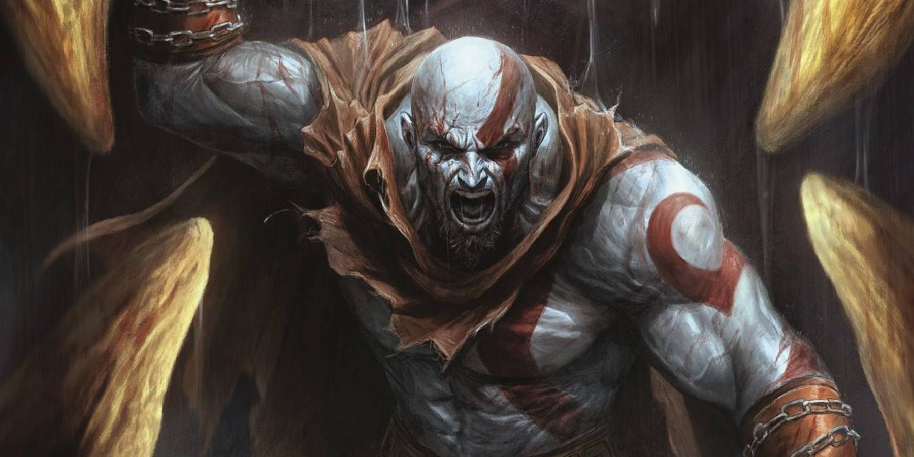Cover from God of War: Fallen God comic showing Kratos fighting a Chaos Beast
