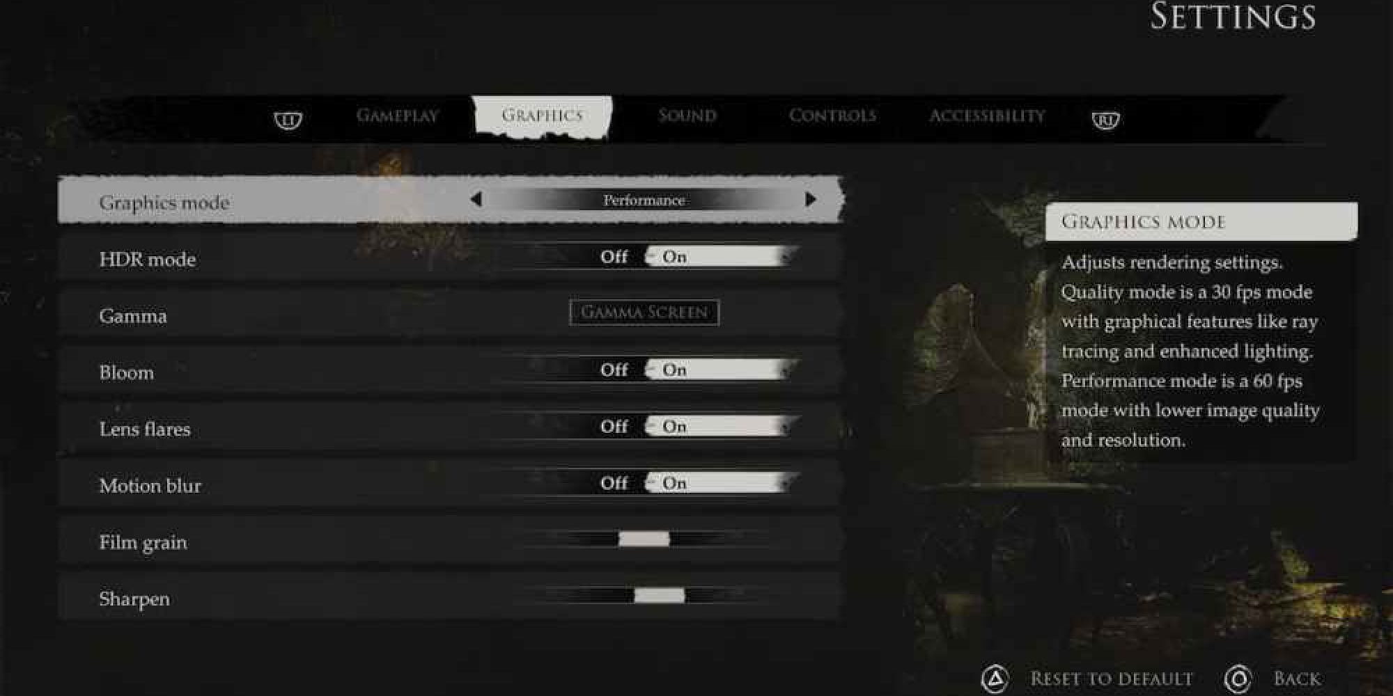 The options menu of Layers of Fear.