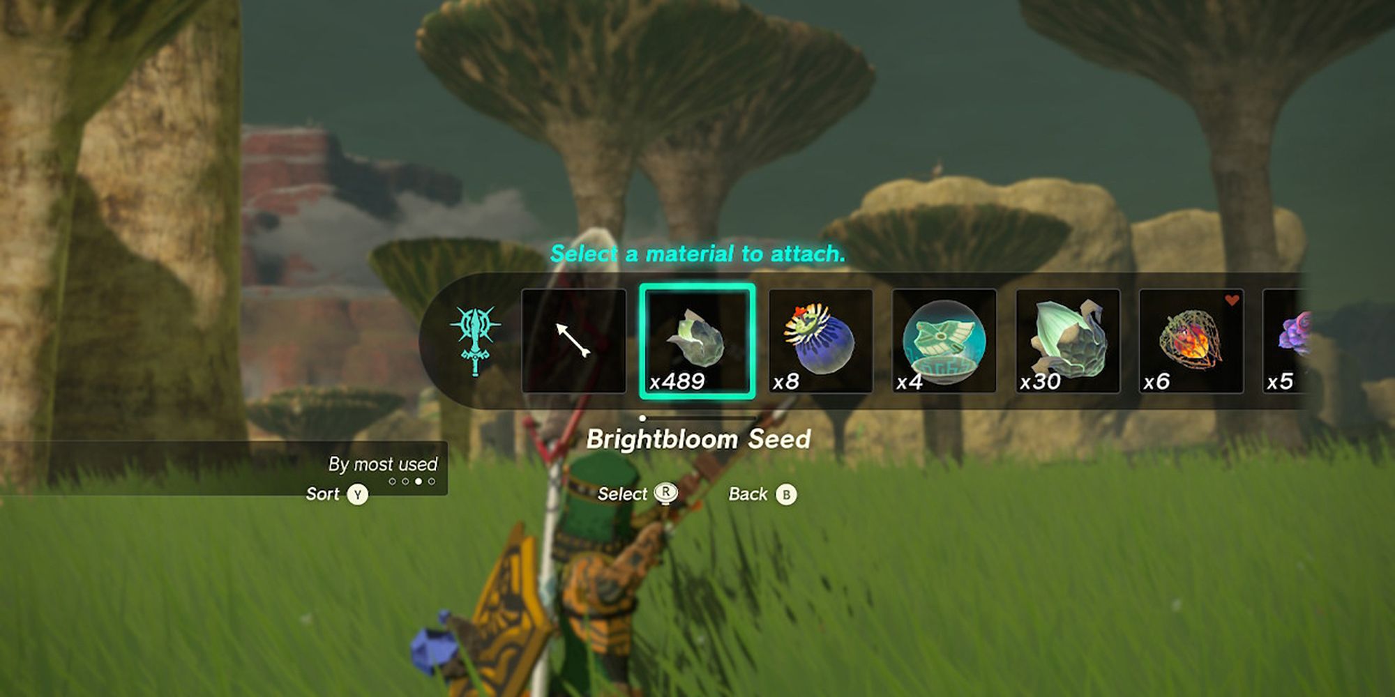 Legend of Zelda Tears of the Kingdom - Attaching Brightbloom Seed To Arrow