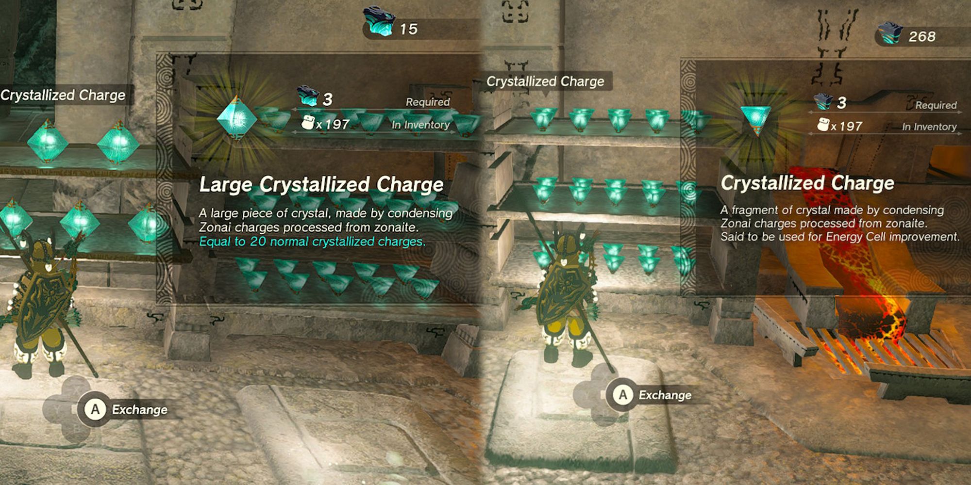 Legend of Zelda Tears of the Kingdom - Buying Both Regular And Large Crystalized Charges