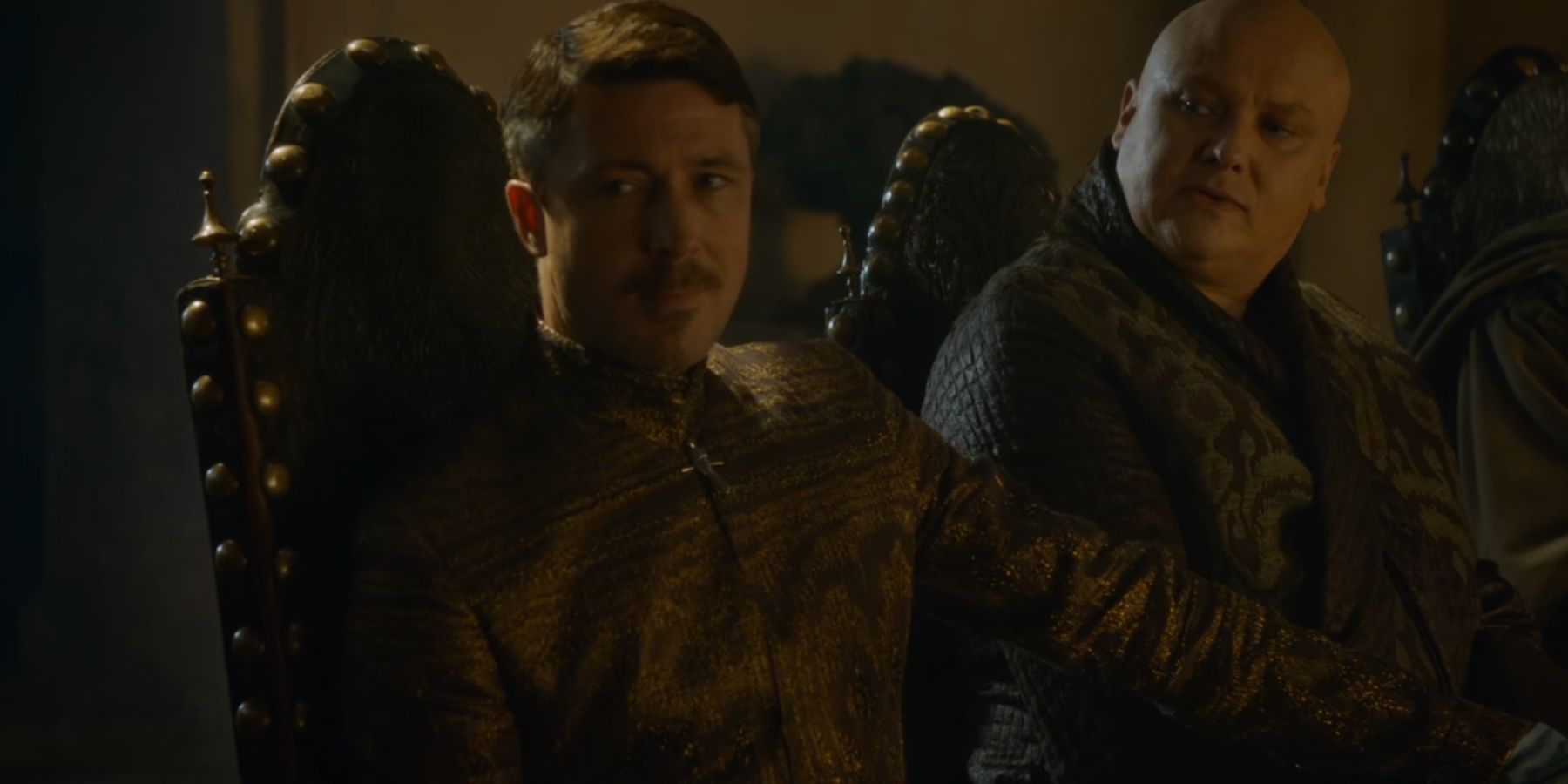 Lord Petyr Baelish and Lord Varys in Game of Thrones.