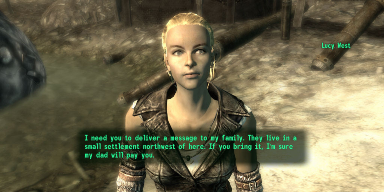 the player talking to lucy west in megaton