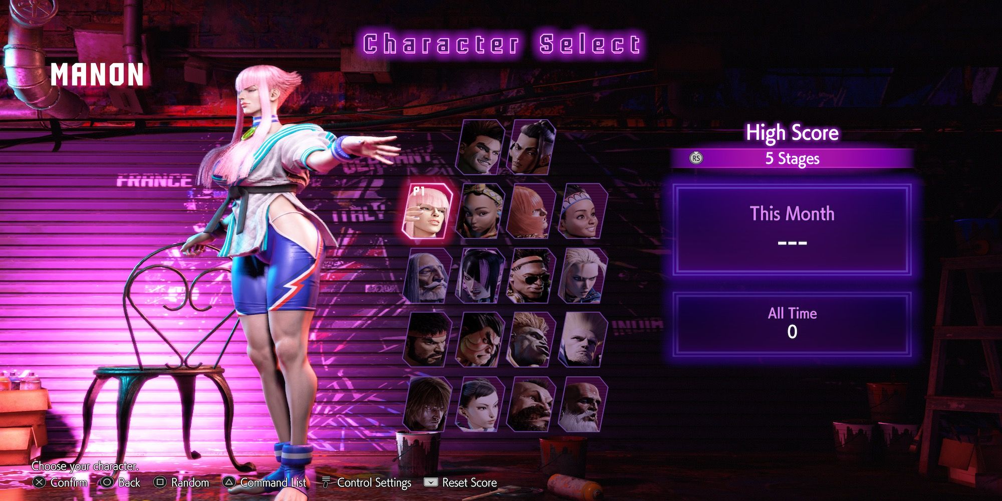 Manon in the character roster in Street Fighter 6