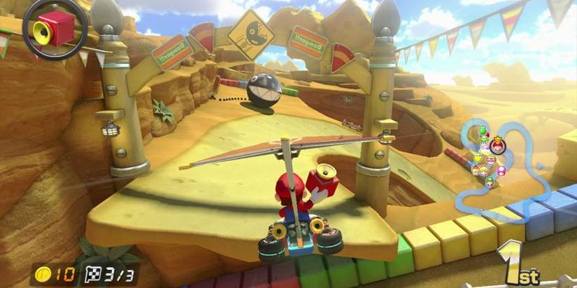 Mario Kart 8 Mirror Mode Crossing Cup Mario paraglide