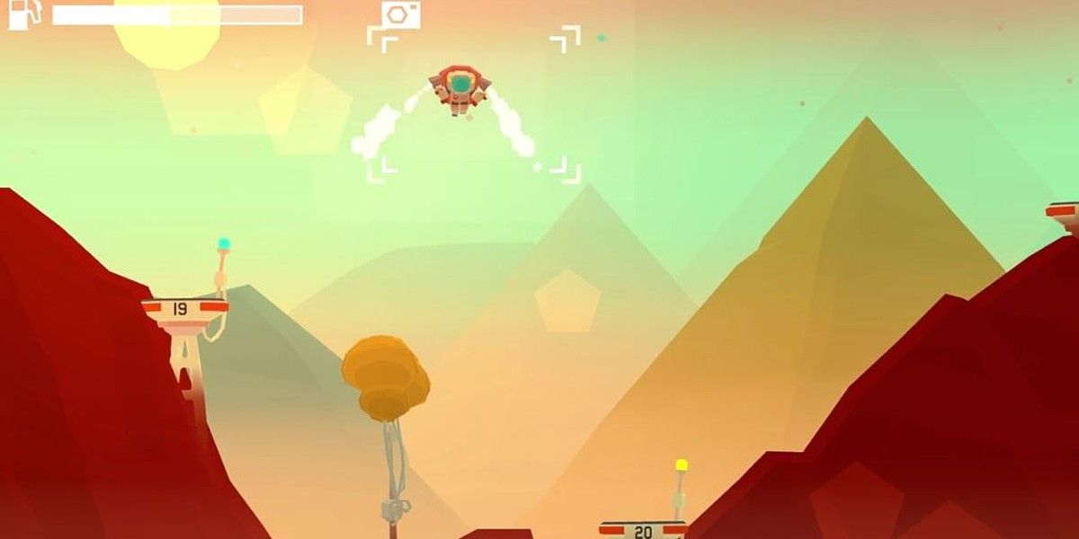 Mars Mars mobile game flying UFO in sunset valley