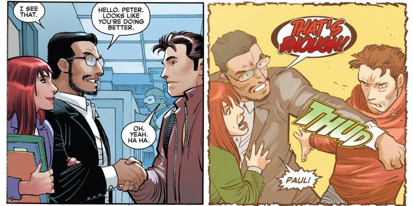 mary jane and paul, paul punching peter parker