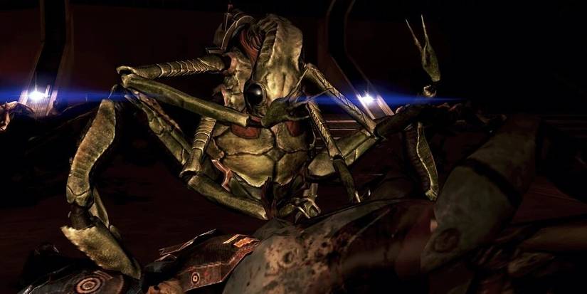A Keeper dismembering someone in a hidden part of the Citadel in Mass Effect 3