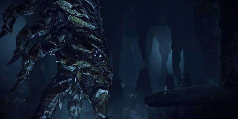 Shepard meets a Leviathan in a Triton Mech in the Leviathan DLC in Mass Effect 3