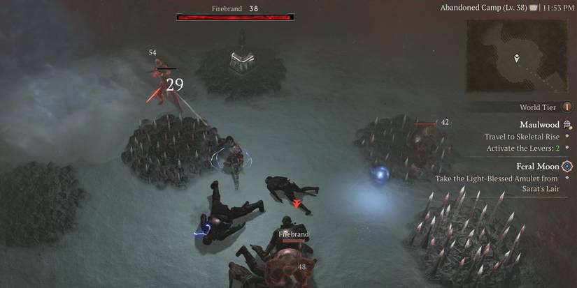 A player battling in a room of spike traps in the Maulwood dungeon in Diablo 4