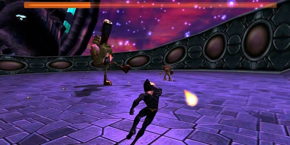 Player Controlling Kurt Hectic In Hanz Boss Fight On MDK2