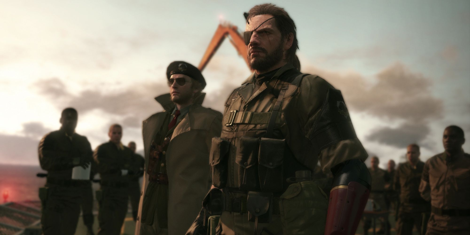A group of soldiers standing together in Metal Gear Solid 5: The Phantom Pain