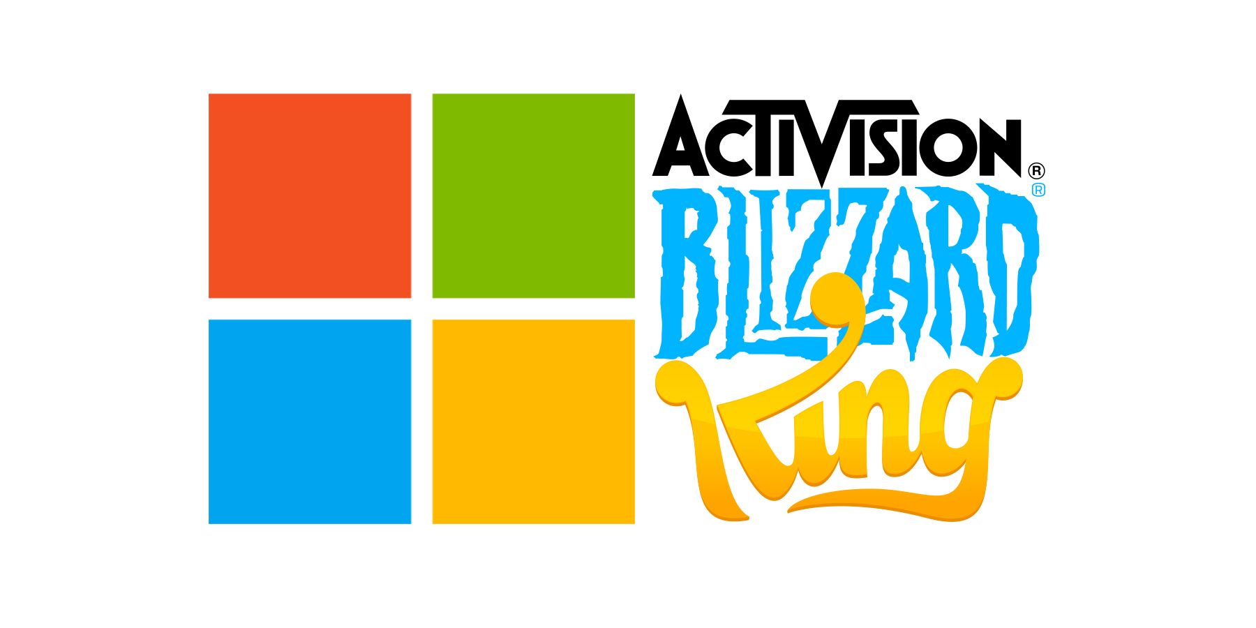 Microsoft Activision Blizzard King logos white background