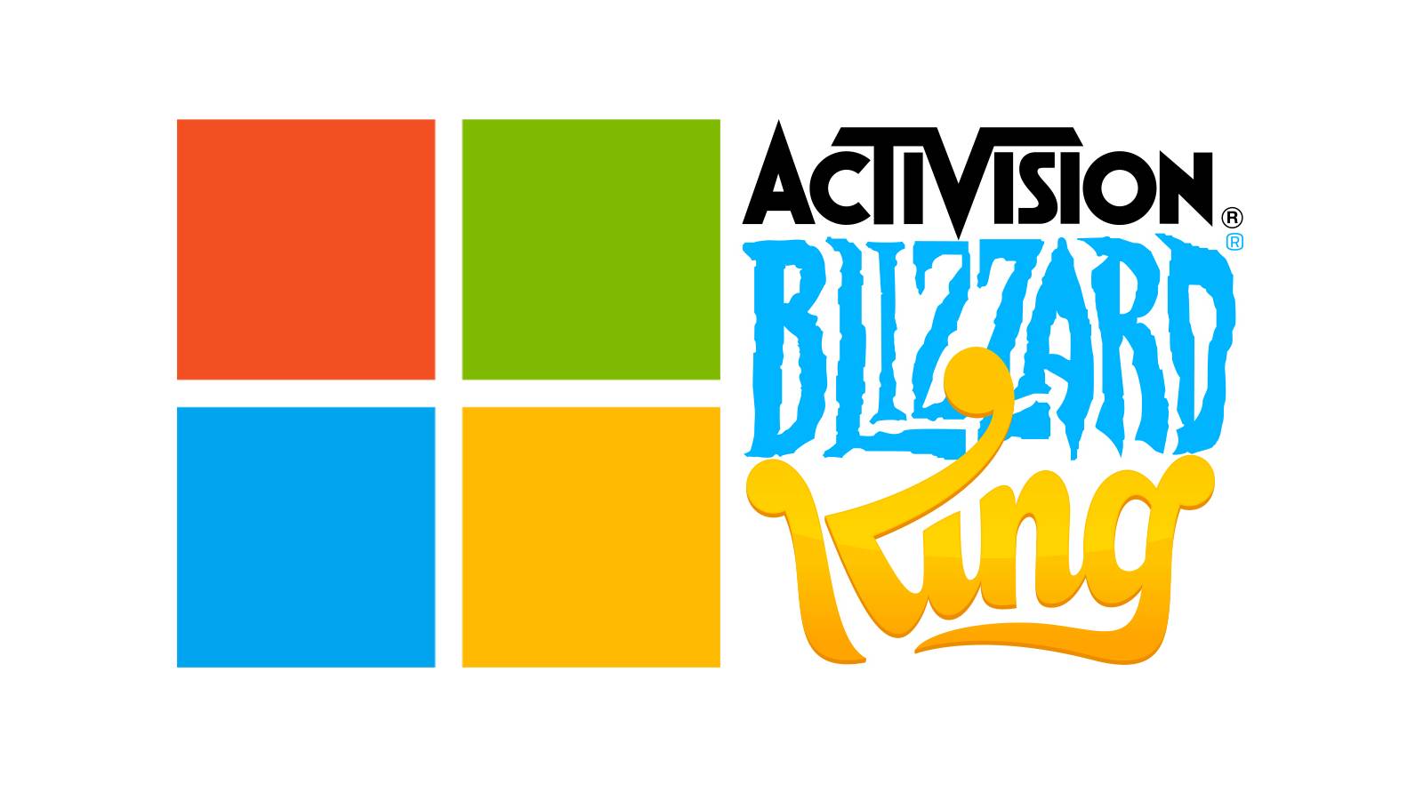 Microsoft Activision Blizzard King logos white background