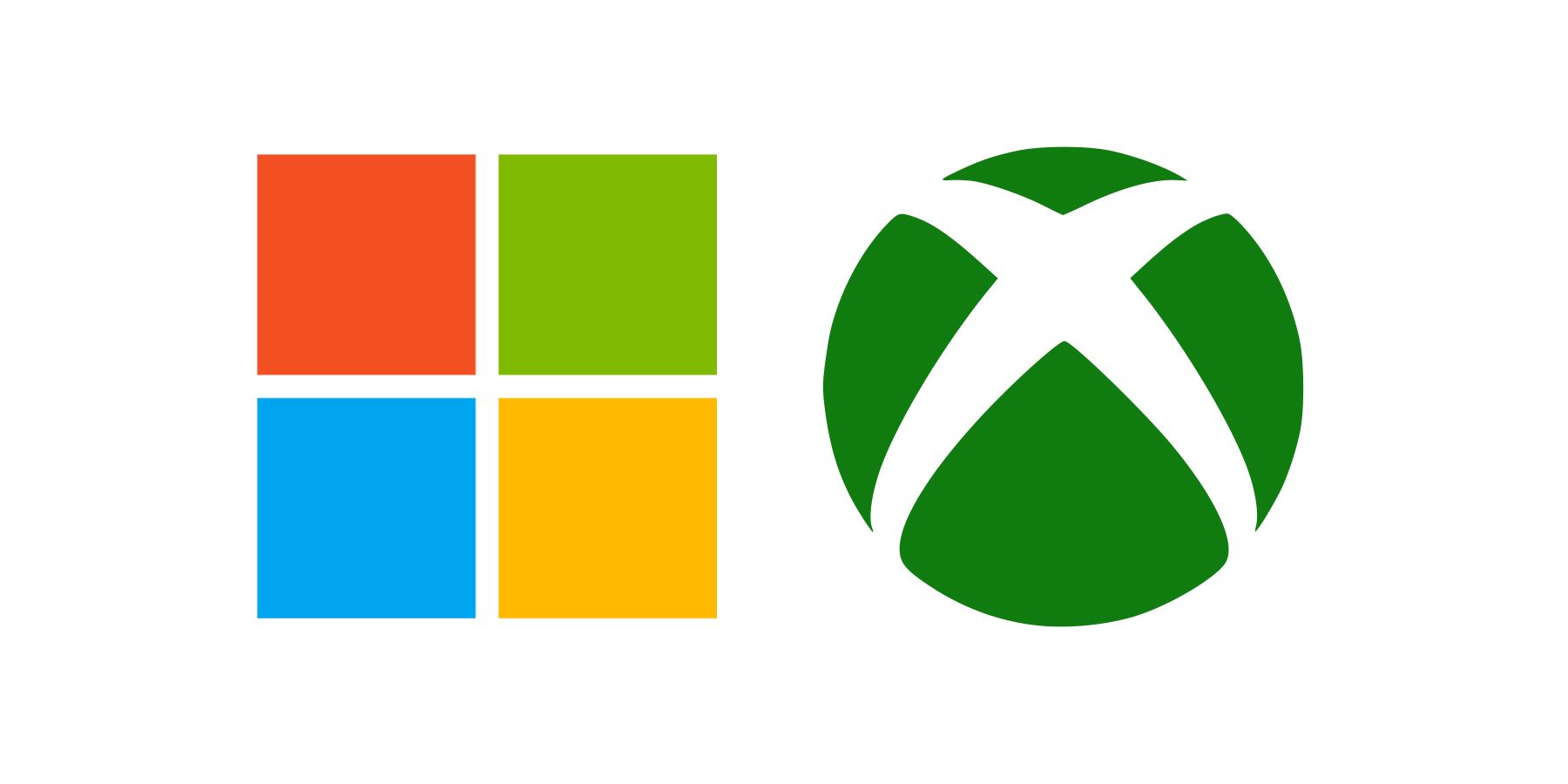 Microsoft Emblem next to Xbox logo on white background