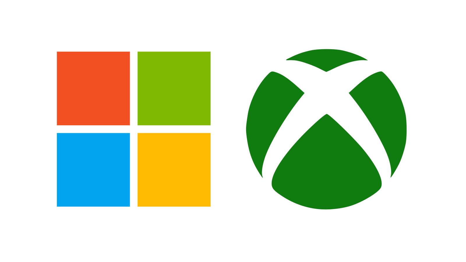Microsoft Emblem next to Xbox logo on white background