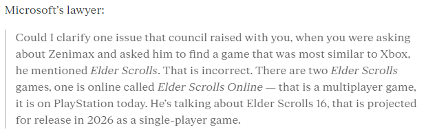 Microsoft Fumbles in Response to FTC, Revealing a Shocking Elder Scrolls 6 Mistake