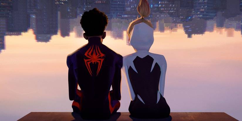 miles-morales-shameik-moore-gwen-stacy-spider-man-across-the-spider-verse-hayley-steinfeld-upside-down-skyline