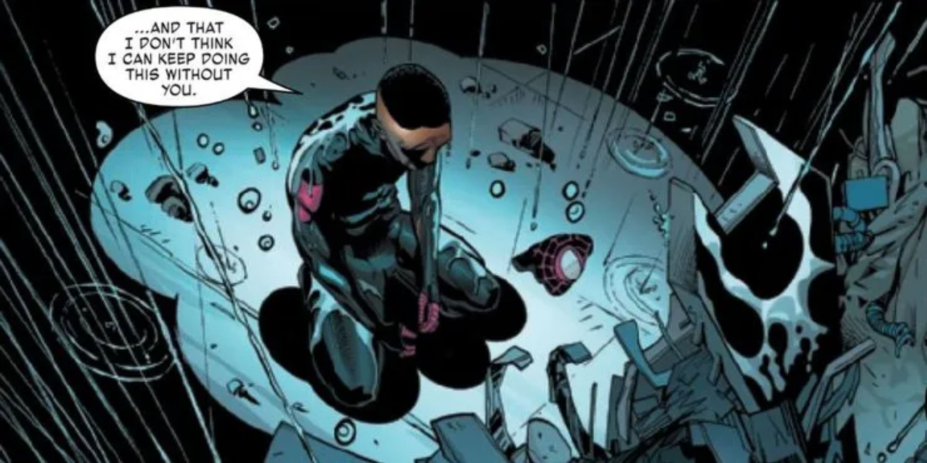 miles morales spider-man at the sight of aaron davis prowler death