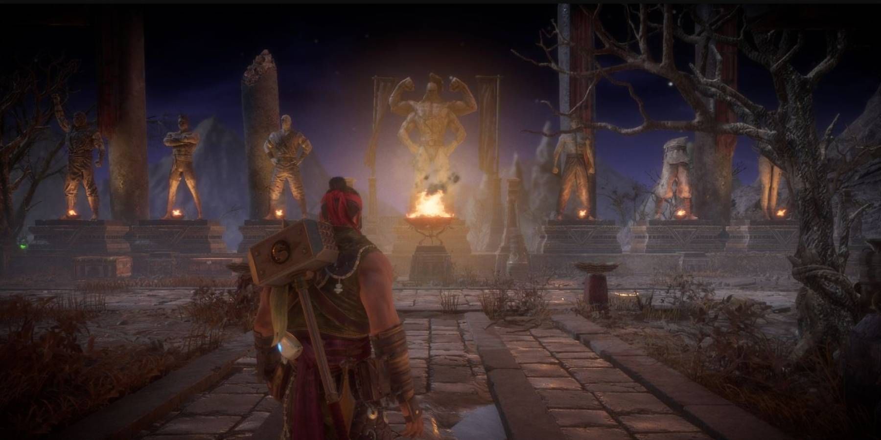 Warrior statues in the Krypt in Mortal Kombat 11