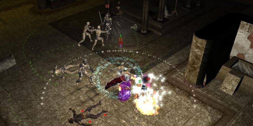Cleric Devastator, Monks, And Rogues Battling With Enemies In Neverwinter Nights