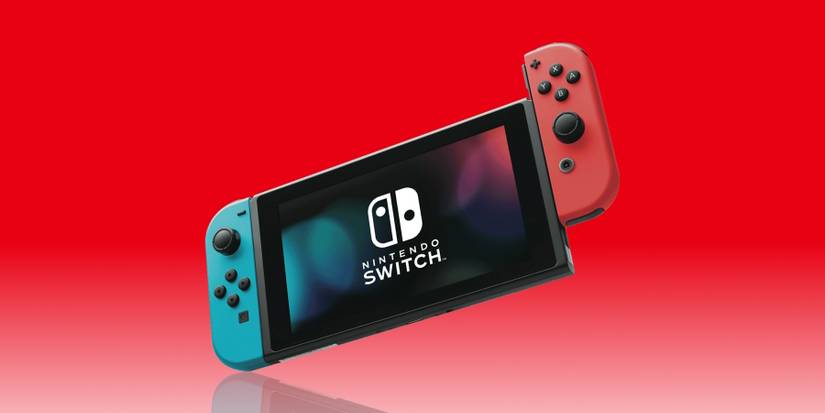 Nintendo Switch on red background
