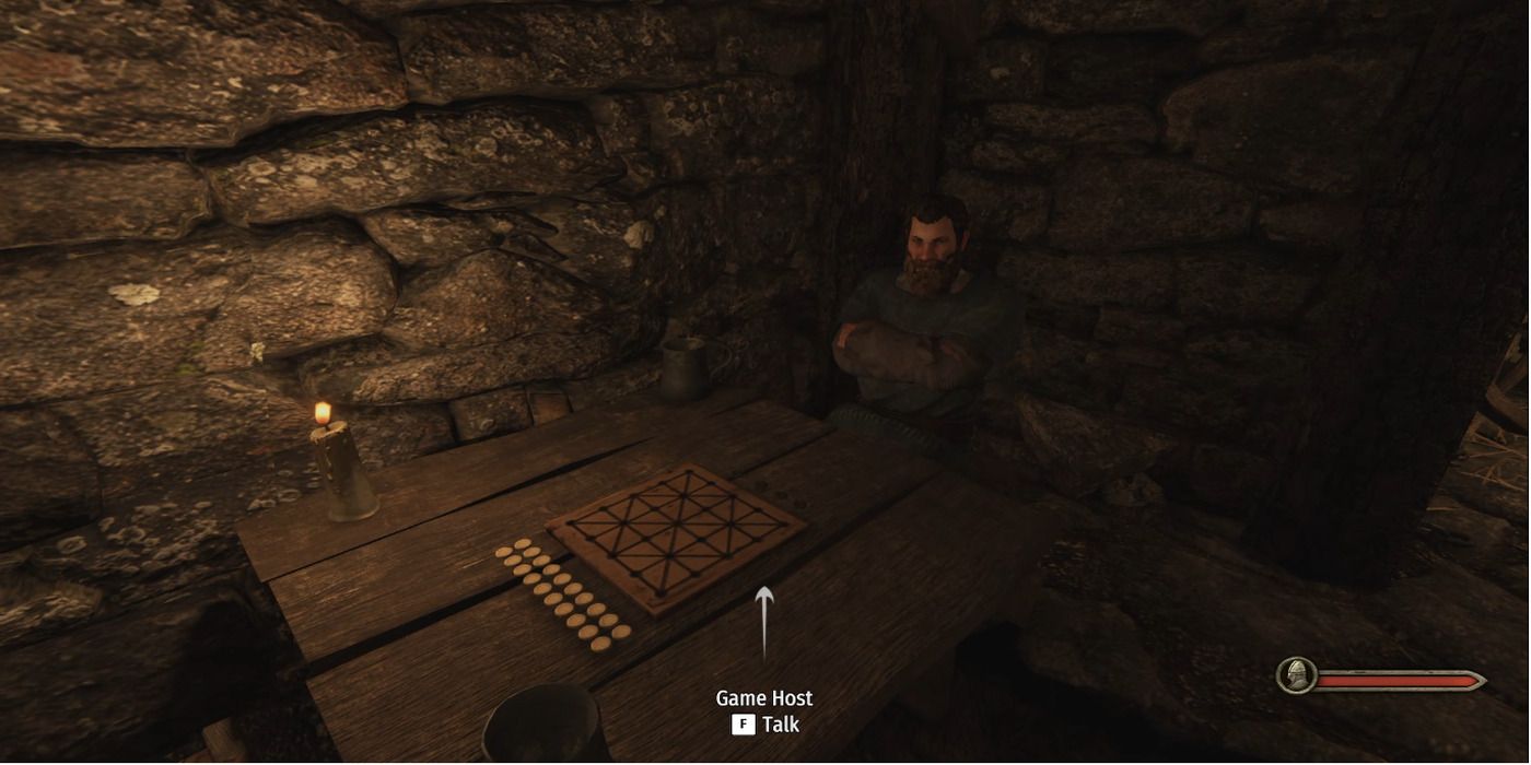game host at a tavern playing Battania game 