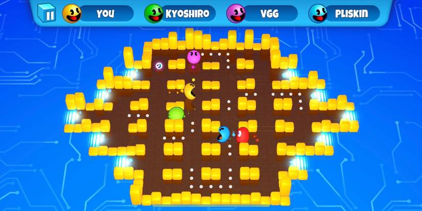 PAC-MAN Party Royale Apple Arcade hexagon stage with yellow blocks