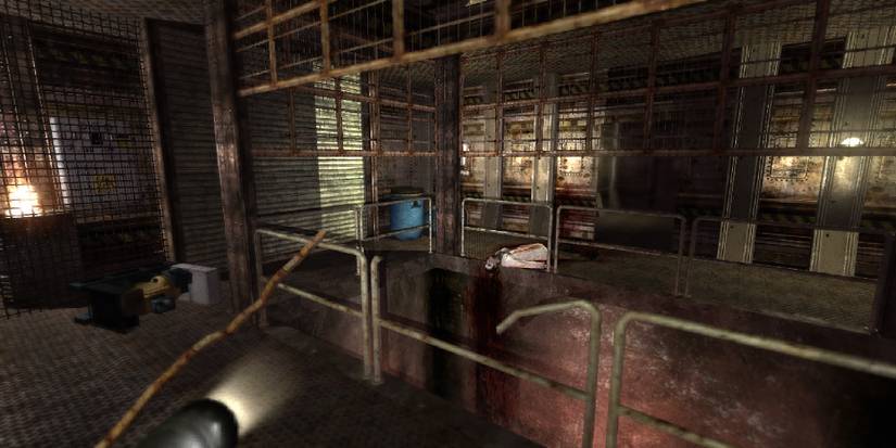 A screenshot displaying the rusted metal world of Requiem