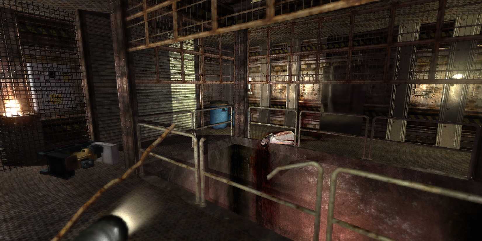A screenshot displaying the rusted metal world of Requiem