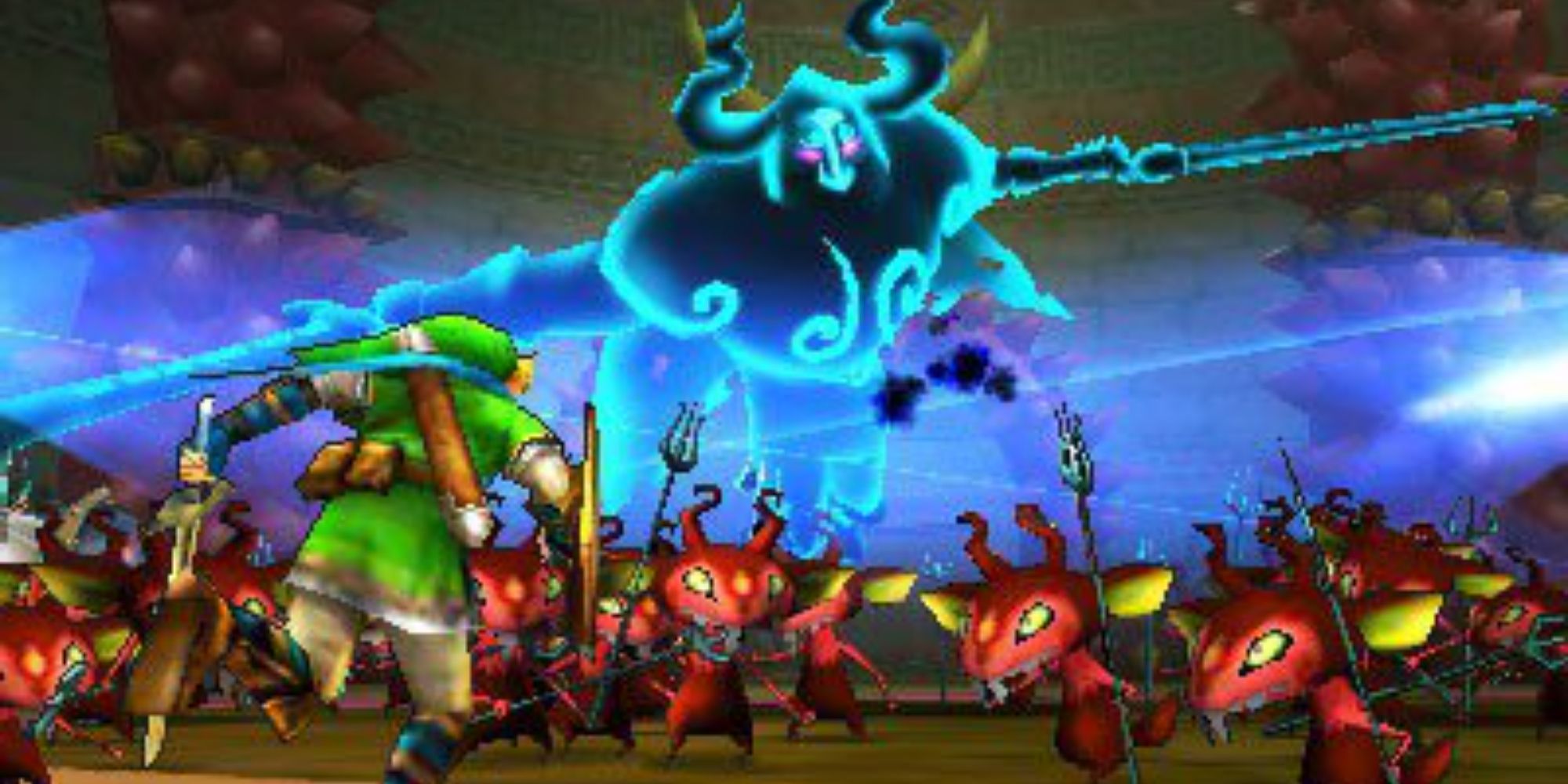 Link facing Phantom Ganon and Bokoblins in Hyrule Warriors