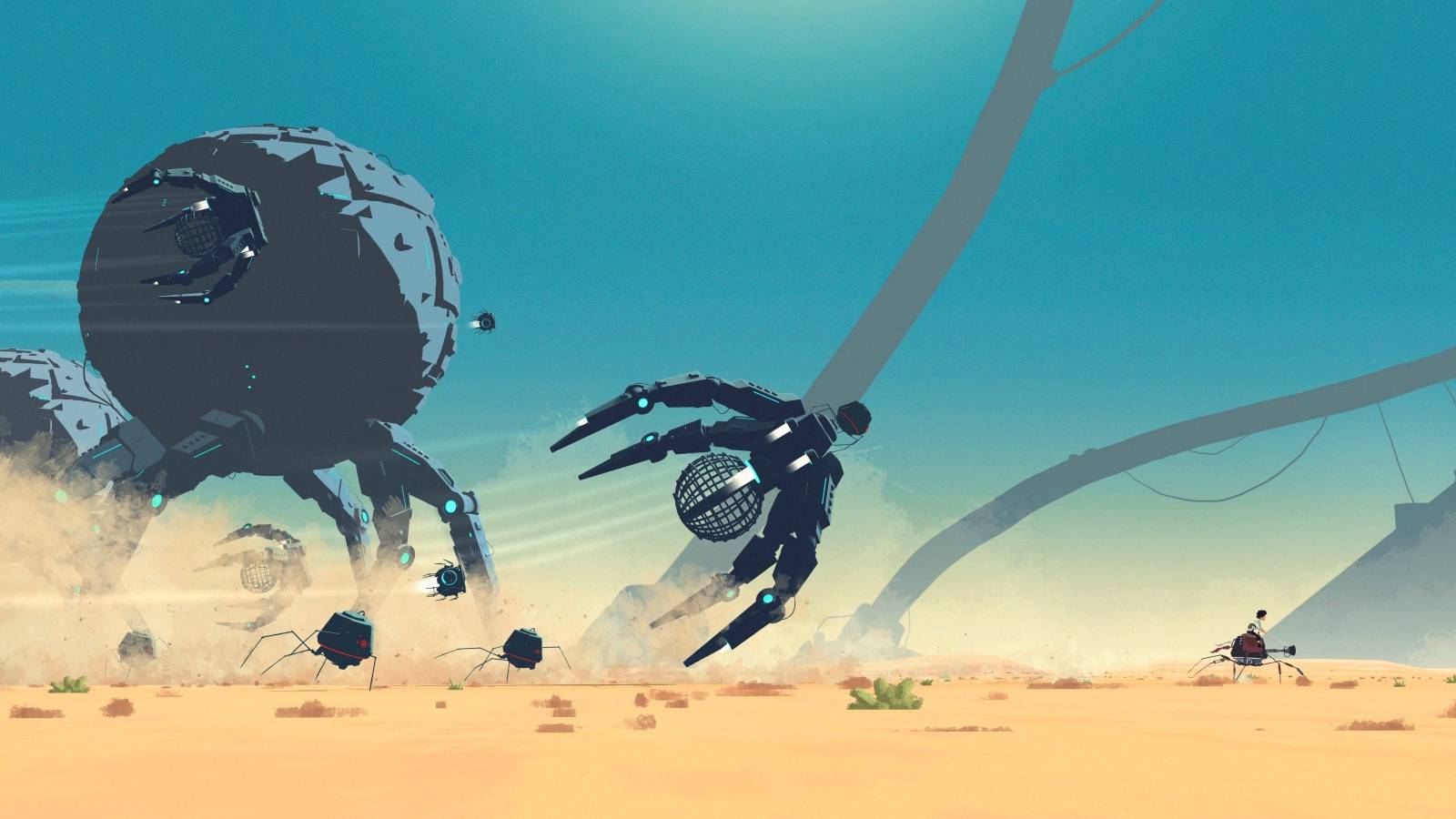 Planet of Lana chased by robots in desert