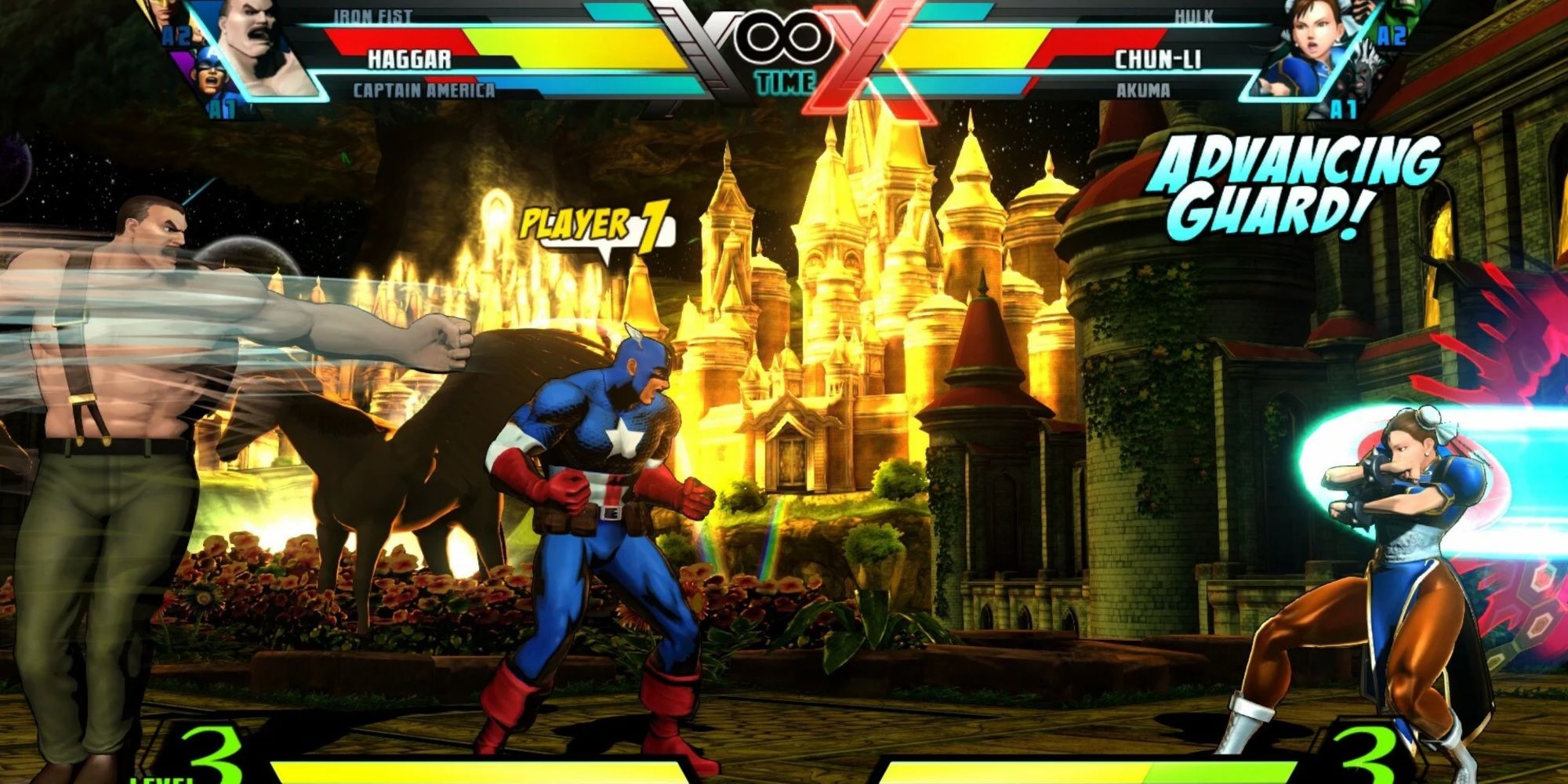 Playing a match in Marvel vs Capcom 3
