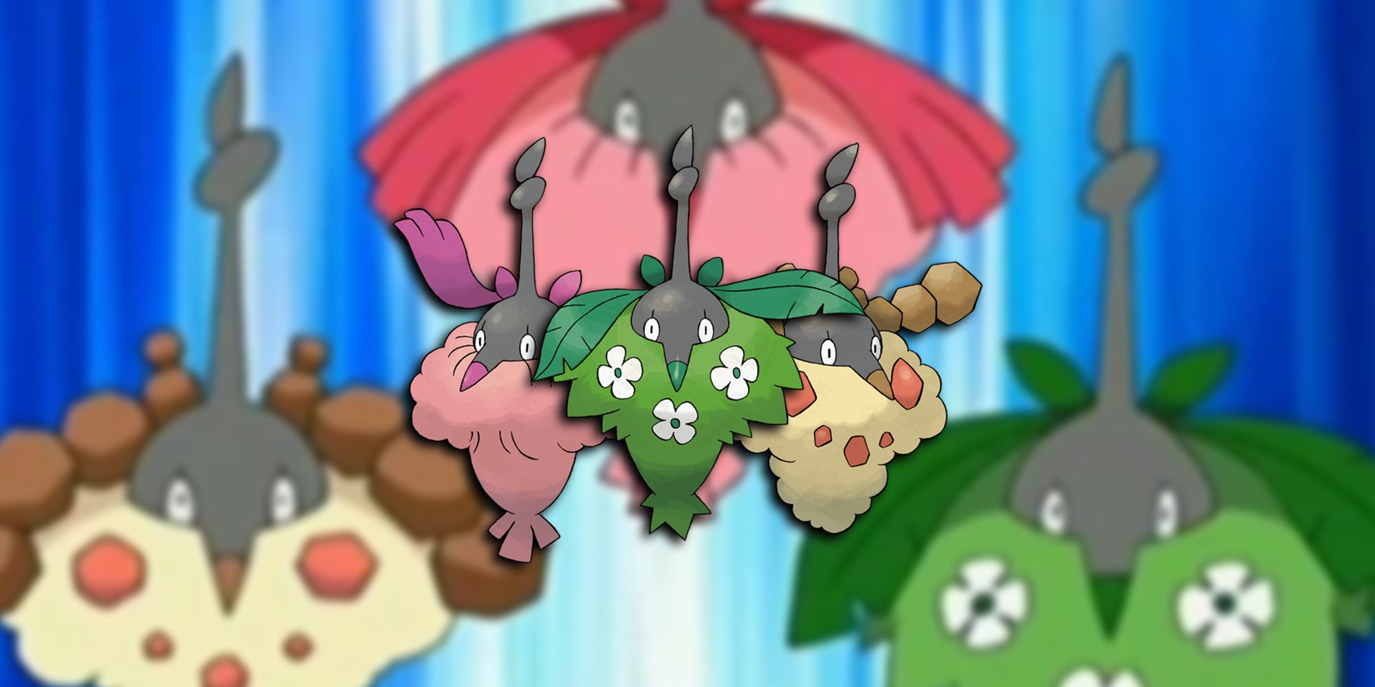 Pokemon - All Three Types of Wormadam Seen In Anime With Those Same Types Of Wormadam PNGs On Top