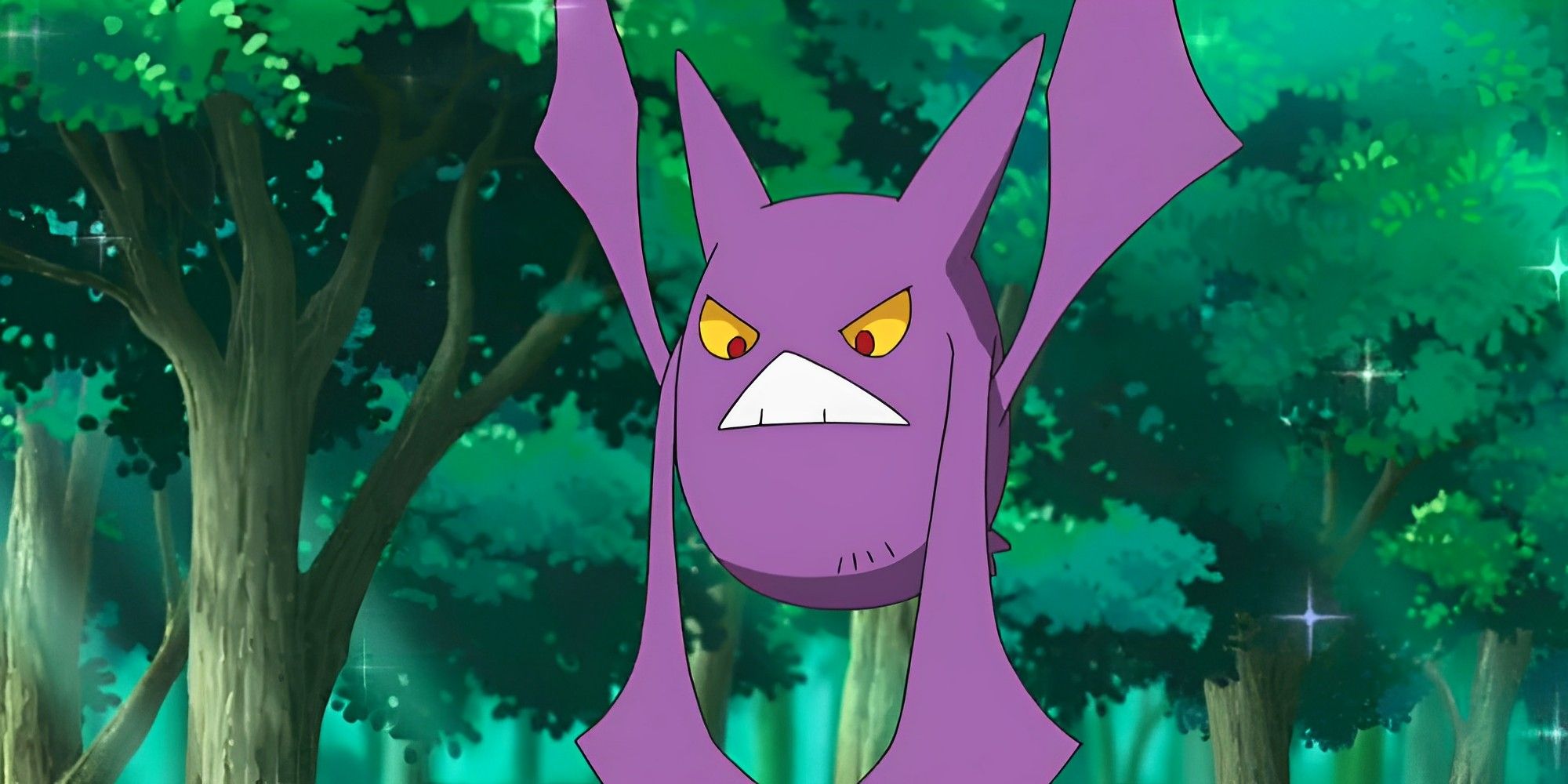 Crobat flying in a forest