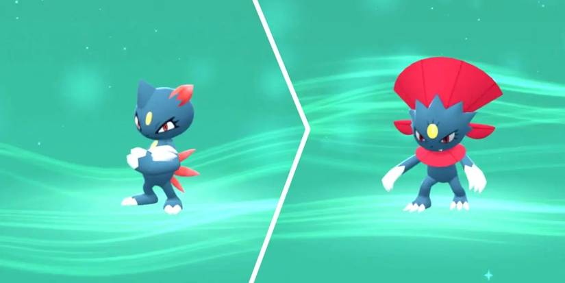 A side-by-side comparing the pokemon Sneasel to it's evolution, Weavile.