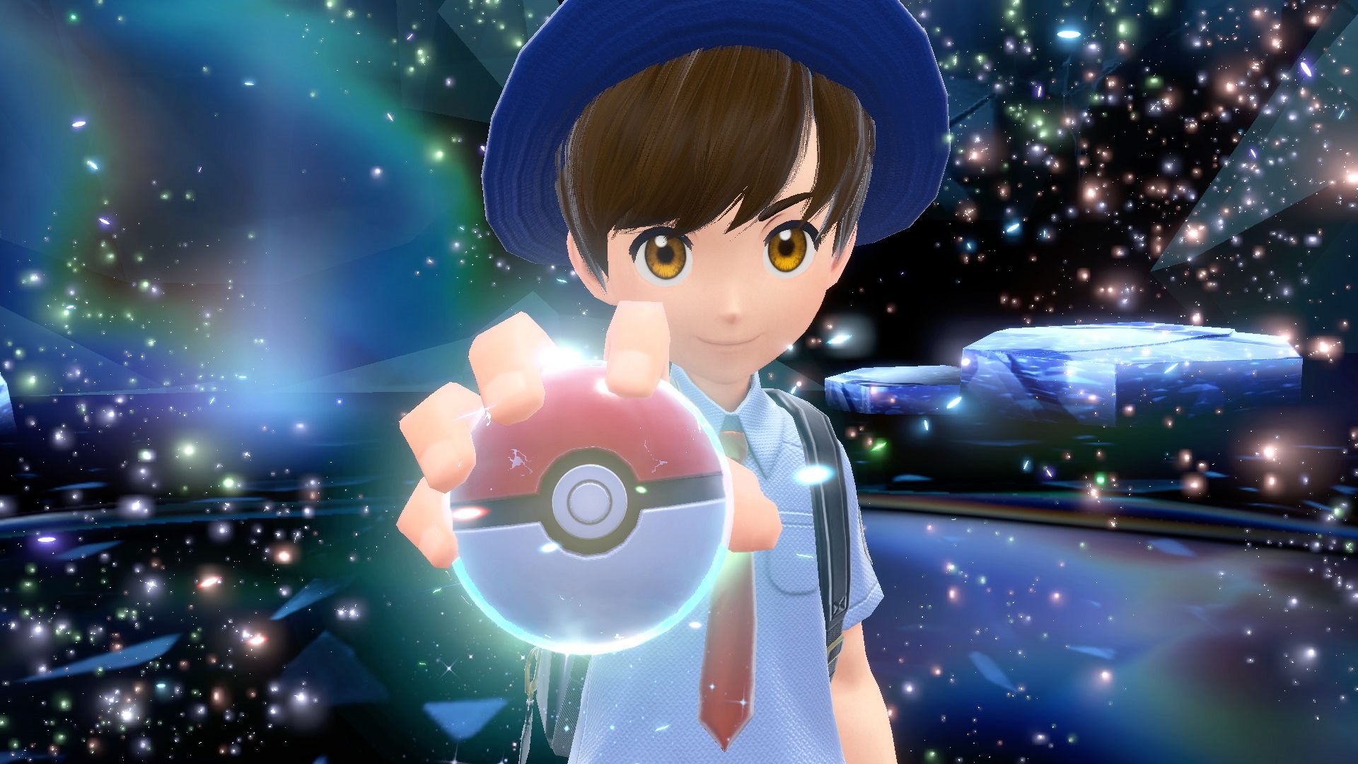 Pokemon Scarlet and Violet Trainer Holding a Pokeball