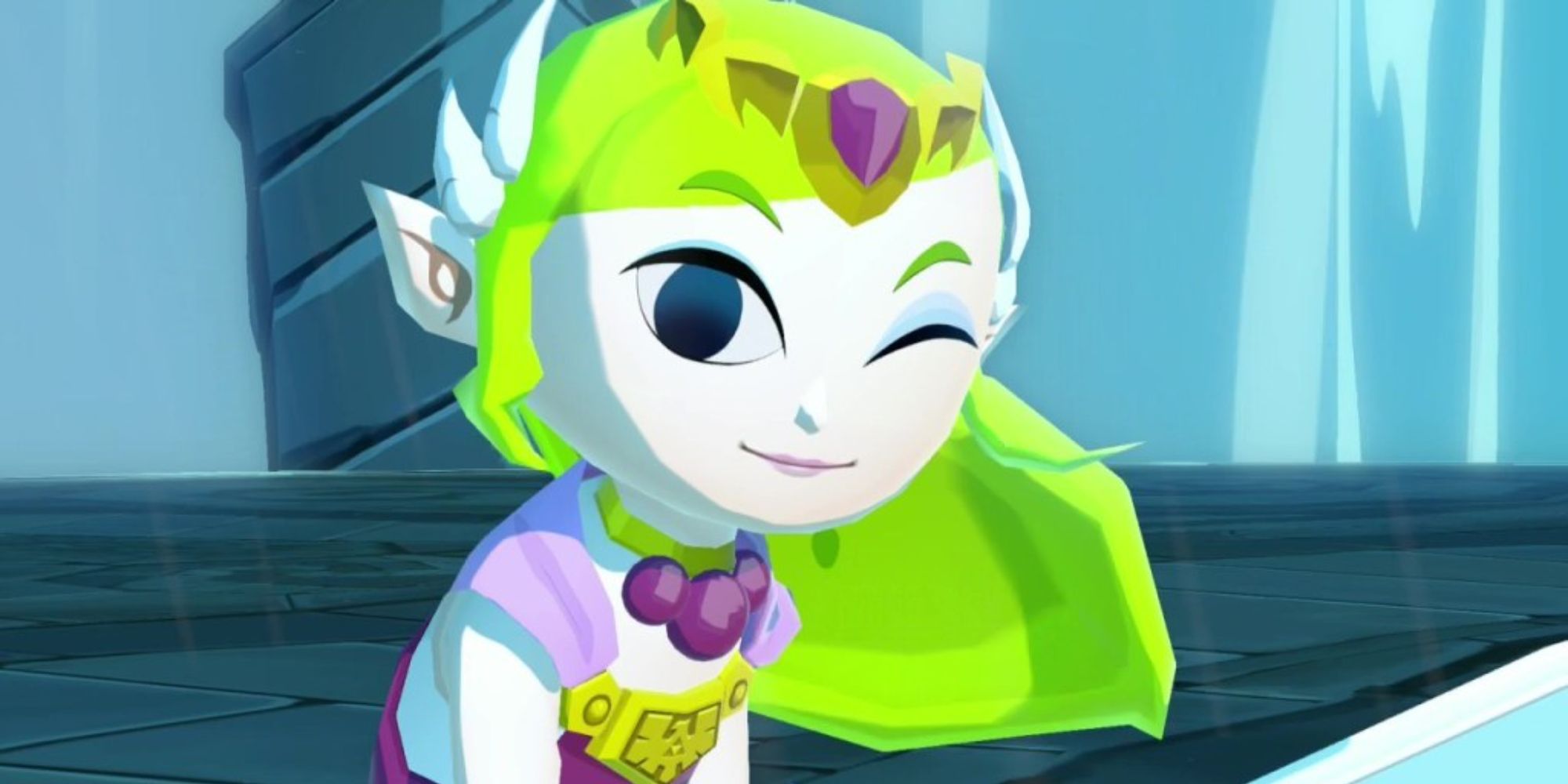 Princess Zelda winking during the final battle in The Wind Waker