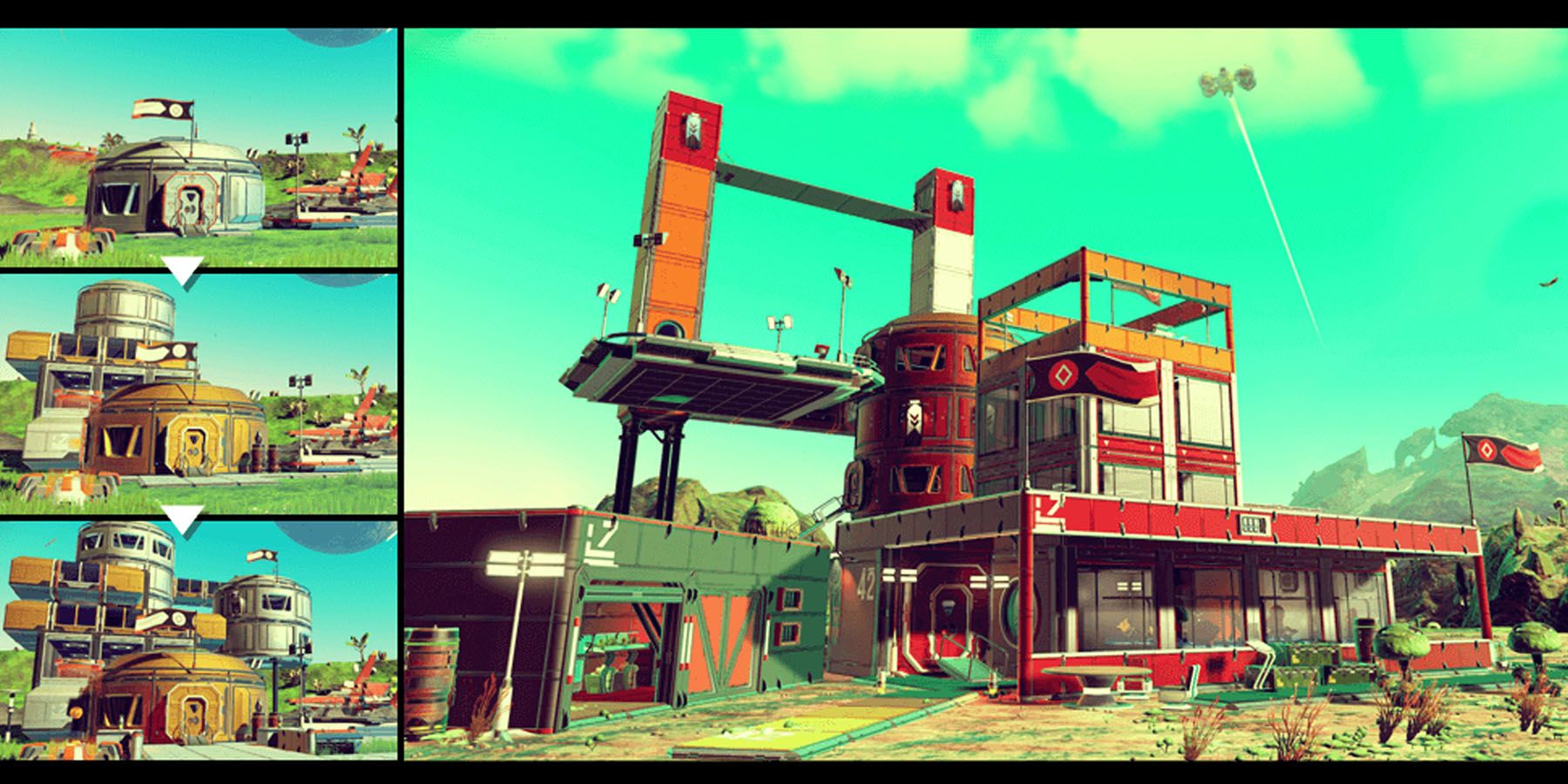 Progression of a base in No Man's Sky