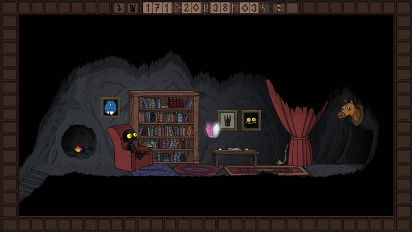 The Longing sitting in chair of den