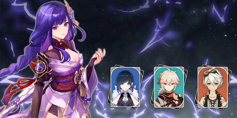 raiden shogun-yelan-kazuha-and bennett electro-charged team in genshin impact