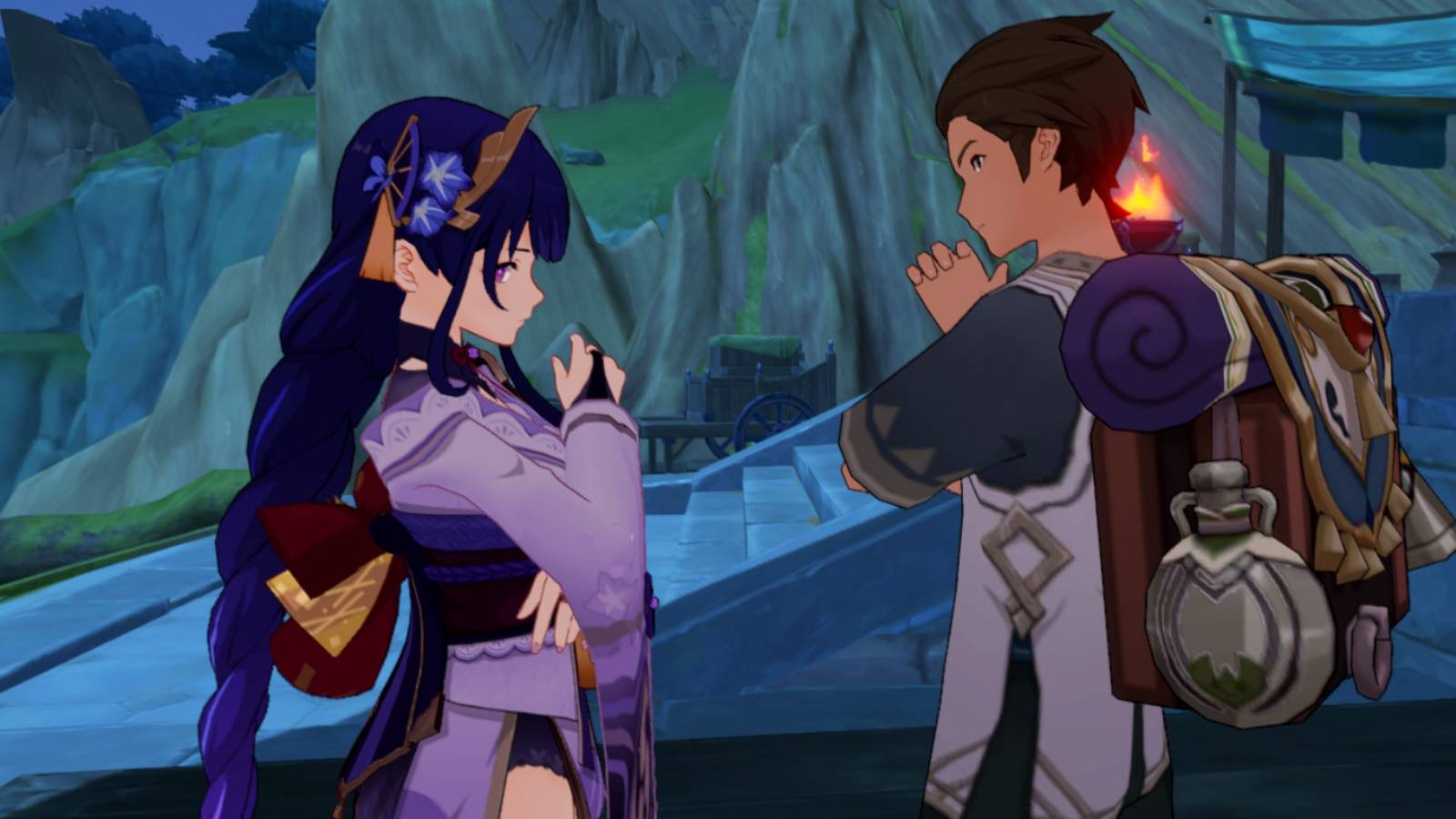 raiden standing next to hawad in tcg genshin impact