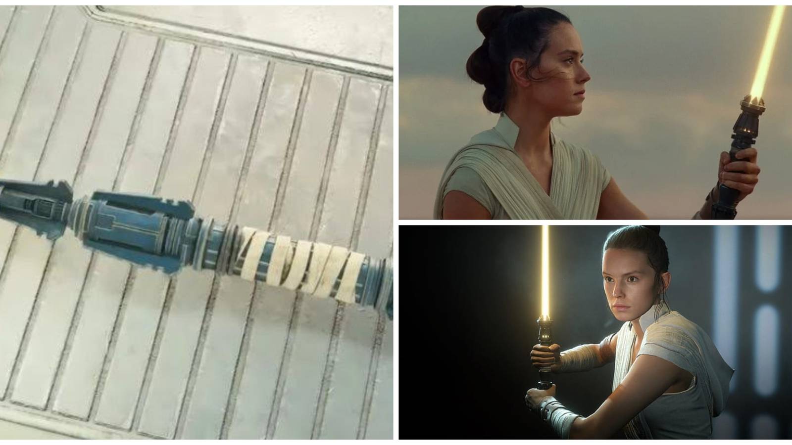 rey lightsaber in star wars jedi survivor, rey with her yellow lightsaber