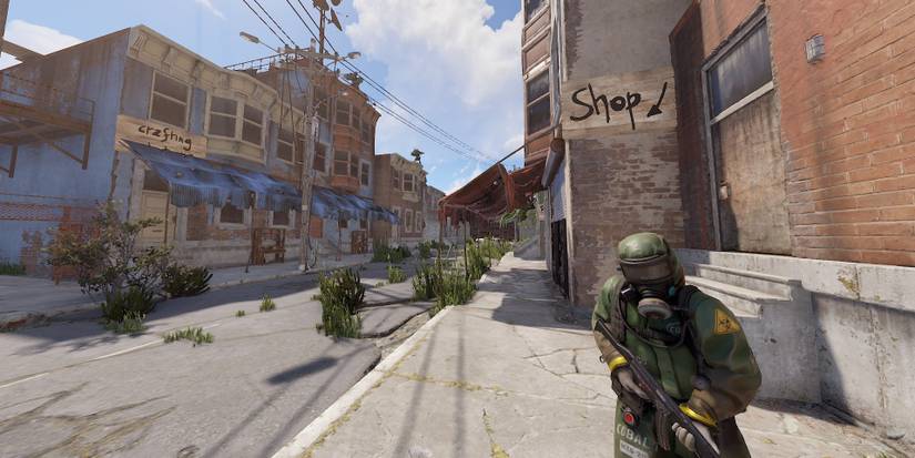 Scientist guarding Outpost shop in Rust