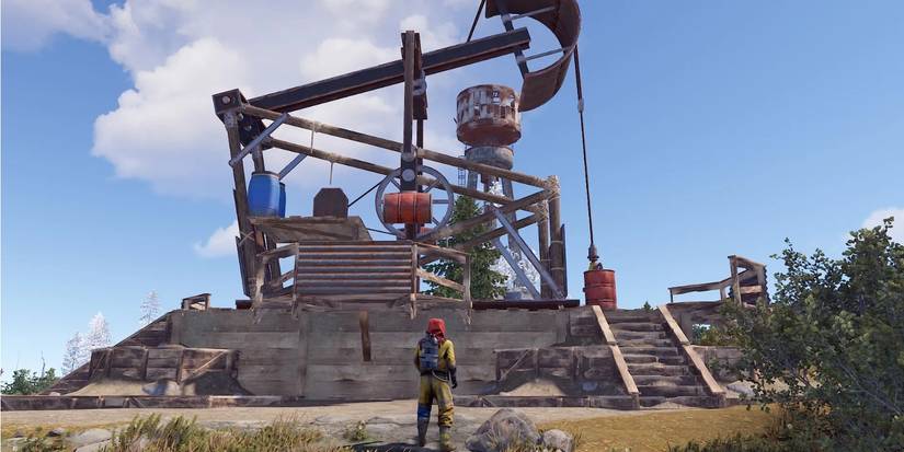 Rust player operating pumpjack